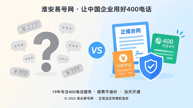 左右对比图展示400电话办理风险与正规资料留存